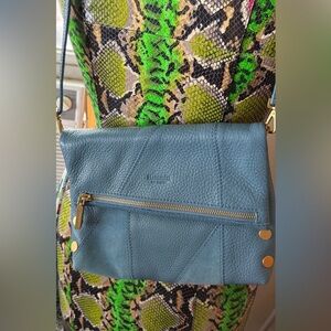 Hammitt Light Blue Leather and Suede VIP Medium Crossbody Bag